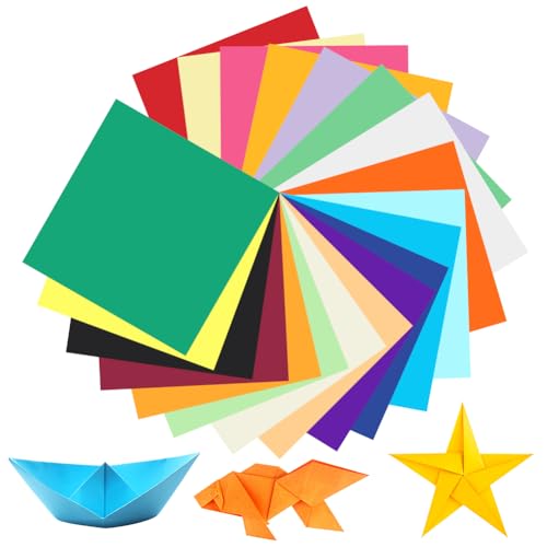 OFFCUP Origami Papier, 100 Blatt Buntes Faltpapier 15 x 15 cm Papier Faltpapier 20 Farben Origami-Set Doppelseitiges für Kinder, Erwachsene, DIY, Schule, Kunst, Bastelprojekte von OFFCUP