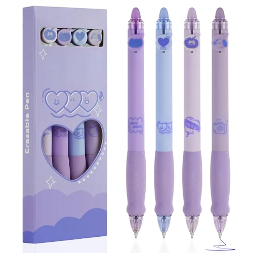 OFFCUP Radierbarer Kugelschreiber, 4 Blau Tintenroller Radierbar Gelstift, 0.5mm Radierstift Bär Cartoon Löschbarer Stift Erasable Pen für Kinder Studenten Geschenk Schul Bürobedarf - Lila OFFCUP Radierbarer Kugelschreiber, 4 Blau Tintenroller Radierbar Gelstift, 0.5mm Radierstift Bär Cartoon Löschbarer Stift Erasable Pen für Kinder Studenten Geschenk Schul Bürobedarf - Lila von OFFCUP