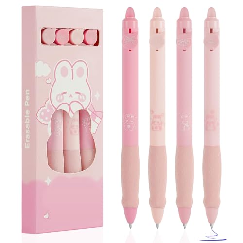 OFFCUP Radierbarer Kugelschreiber, 4 Blau Tintenroller Radierbar Gelstift, 0.5mm Radierstift Bär Cartoon Löschbarer Stift Erasable Pen für Kinder Studenten Geschenk Schul Bürobedarf - Rosa OFFCUP Radierbarer Kugelschreiber, 4 Blau Tintenroller Radierbar Gelstift, 0.5mm Radierstift Bär Cartoon Löschbarer Stift Erasable Pen für Kinder Studenten Geschenk Schul Bürobedarf - Rosa von OFFCUP