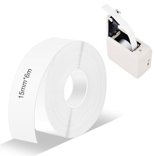 OFFCUP Thermo-Etikettenband, 15mm x 6m Selbstklebende Etikettenband Papier Angepasstes Etikettendruckpapier Schriftband Etikettenhersteller-Band Standard-Etikettenband für P11/D30/HP1 Etikettendrucker OFFCUP Thermo-Etikettenband, 15mm x 6m Selbstklebende Etikettenband Papier Angepasstes Etikettendruckpapier Schriftband Etikettenhersteller-Band Standard-Etikettenband für P11/D30/HP1 Etikettendrucker von OFFCUP