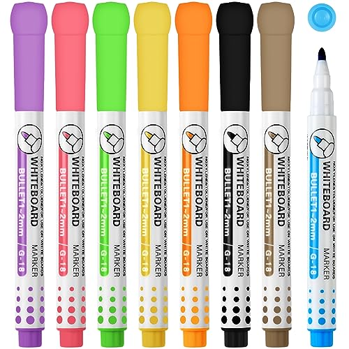 OFFCUP Whiteboard Stifte, 8 Farben Whiteboard Marker, Folienstift Abwischbar, Bunt Fensterstifte non Permanent Marker flüssig Kreidemarker für Fenster & Tafel Glasmalstifte Tafelstift von OFFCUP