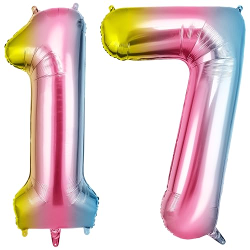 OFFCUP Zahlen Luftballon Farbverlauf, Folienballon Zahl 17/71, 40 Zoll Helium Ballons Geburtstagsdeko Mädchen Junge Kindergeburtstag Party Deko Ballon Zahl Deko zum Geburtstag Silvester Neujahr OFFCUP Zahlen Luftballon Farbverlauf, Folienballon Zahl 17/71, 40 Zoll Helium Ballons Geburtstagsdeko Mädchen Junge Kindergeburtstag Party Deko Ballon Zahl Deko zum Geburtstag Silvester Neujahr von OFFCUP