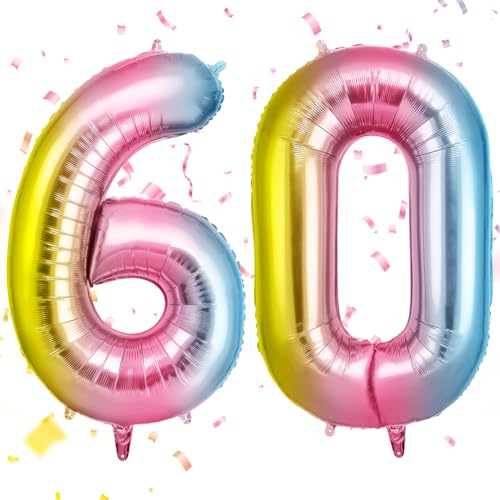 OFFCUP Zahlen Luftballon 60 Geburtstag Farbverlauf, Folienballon Zahl 60, 40 Zoll Helium Ballons Riesen 101cm Geburtstag Mädchen Junge PartyDeko Ballon Zahl Deko zum Jubiläum Neujahr Hochzeit OFFCUP Zahlen Luftballon 60 Geburtstag Farbverlauf, Folienballon Zahl 60, 40 Zoll Helium Ballons Riesen 101cm Geburtstag Mädchen Junge PartyDeko Ballon Zahl Deko zum Jubiläum Neujahr Hochzeit von OFFCUP