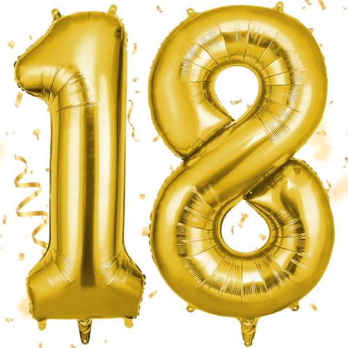 OFFCUP Zahlen Luftballon Gold, Folienballon Zahl 18, 40 Zoll Helium Ballons Geburtstagsdeko Mädchen Junge Kindergeburtstag Party Deko Ballon Zahl Deko zum Geburtstag Silvester Deko Neujahr Deko OFFCUP Zahlen Luftballon Gold, Folienballon Zahl 18, 40 Zoll Helium Ballons Geburtstagsdeko Mädchen Junge Kindergeburtstag Party Deko Ballon Zahl Deko zum Geburtstag Silvester Deko Neujahr Deko von OFFCUP