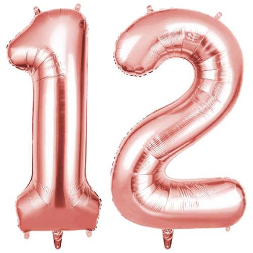 OFFCUP Zahlen Luftballon Roségold, Folienballon Zahl 12, 40 Zoll Helium Ballons Geburtstagsdeko Mädchen Junge Kindergeburtstag Party Deko Ballon Zahl Deko zum Geburtstag Silvester Neujahr OFFCUP Zahlen Luftballon Roségold, Folienballon Zahl 12, 40 Zoll Helium Ballons Geburtstagsdeko Mädchen Junge Kindergeburtstag Party Deko Ballon Zahl Deko zum Geburtstag Silvester Neujahr von OFFCUP