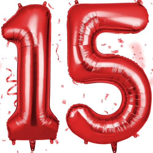 OFFCUP Zahlen Luftballon Rot, Folienballon Zahl 15/51, 40 Zoll Helium Ballons Geburtstagsdeko Mädchen Junge Kindergeburtstag Party Deko Ballon Zahl Deko zum Geburtstag Silvester Neujahr OFFCUP Zahlen Luftballon Rot, Folienballon Zahl 15/51, 40 Zoll Helium Ballons Geburtstagsdeko Mädchen Junge Kindergeburtstag Party Deko Ballon Zahl Deko zum Geburtstag Silvester Neujahr von OFFCUP