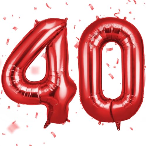 OFFCUP Zahlen Luftballon Rot, Folienballon Zahl 40, 40 Zoll Helium Ballons Geburtstagsdeko Mädchen Junge Kindergeburtstag Party Deko Ballon Zahl Deko zum Geburtstag Silvester Neujahr OFFCUP Zahlen Luftballon Rot, Folienballon Zahl 40, 40 Zoll Helium Ballons Geburtstagsdeko Mädchen Junge Kindergeburtstag Party Deko Ballon Zahl Deko zum Geburtstag Silvester Neujahr von OFFCUP