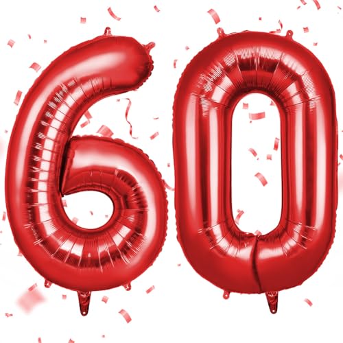 OFFCUP Zahlen Luftballon Rot, Folienballon Zahl 60, 40 Zoll Helium Ballons Geburtstagsdeko Mädchen Junge Kindergeburtstag Party Deko Ballon Zahl Deko zum Geburtstag Silvester Neujahr OFFCUP Zahlen Luftballon Rot, Folienballon Zahl 60, 40 Zoll Helium Ballons Geburtstagsdeko Mädchen Junge Kindergeburtstag Party Deko Ballon Zahl Deko zum Geburtstag Silvester Neujahr von OFFCUP
