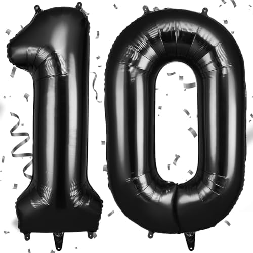 OFFCUP Zahlen Luftballon Schwarz, Folienballon Zahl 10, 40 Zoll Helium Ballons Geburtstagsdeko Mädchen Junge Kindergeburtstag Party Deko Ballon Zahl Deko zum Geburtstag Silvester Neujahr OFFCUP Zahlen Luftballon Schwarz, Folienballon Zahl 10, 40 Zoll Helium Ballons Geburtstagsdeko Mädchen Junge Kindergeburtstag Party Deko Ballon Zahl Deko zum Geburtstag Silvester Neujahr von OFFCUP