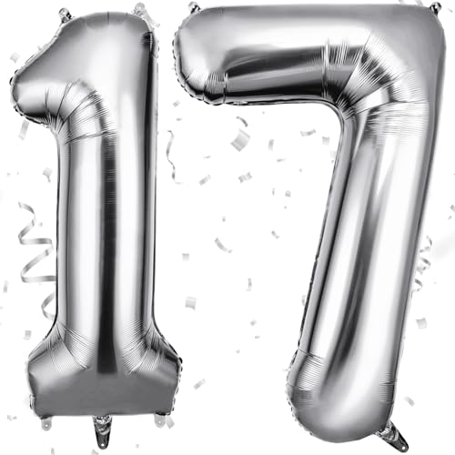 OFFCUP Zahlen Luftballon Silber, Folienballon Zahl 17/71, 40 Zoll Helium Ballons Geburtstagsdeko Mädchen Junge Kindergeburtstag Party Deko Ballon Zahl Deko zum Geburtstag Silvester Neujahr OFFCUP Zahlen Luftballon Silber, Folienballon Zahl 17/71, 40 Zoll Helium Ballons Geburtstagsdeko Mädchen Junge Kindergeburtstag Party Deko Ballon Zahl Deko zum Geburtstag Silvester Neujahr von OFFCUP