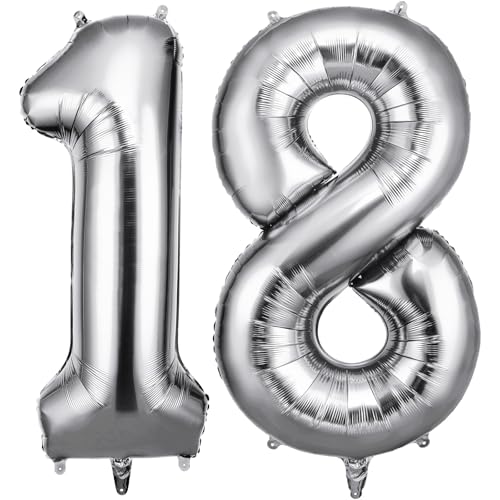 OFFCUP Zahlen Luftballon Silber, Folienballon Zahl 18/81, 40 Zoll Helium Ballons Geburtstagsdeko Mädchen Junge Kindergeburtstag Party Deko Ballon Zahl Deko zum Geburtstag Silvester Neujahr OFFCUP Zahlen Luftballon Silber, Folienballon Zahl 18/81, 40 Zoll Helium Ballons Geburtstagsdeko Mädchen Junge Kindergeburtstag Party Deko Ballon Zahl Deko zum Geburtstag Silvester Neujahr von OFFCUP