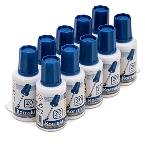 Office Point germany Korrekturfluid weiß 20ml Set | 10 Stück | Korrekturmittel mit Auftragspinsel für präzise Korrekturen | schnell trocknende Korrekturflüssigkeit (10) von Office Point germany