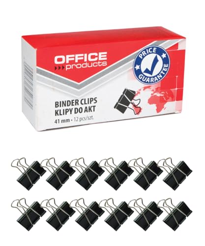 Office Products Foldback-Klammern 41 mm / 12 Stück/aus Metall/Schwarz/Silber/Unempfindlich Gegen Verformung/Büroklammern Papierklammern Office Products Foldback-Klammern 41 mm / 12 Stück/aus Metall/Schwarz/Silber/Unempfindlich Gegen Verformung/Büroklammern Papierklammern von OFFICER PRODUCTS