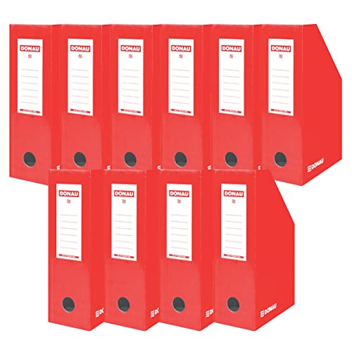 DONAU 7648101-04FSC Stehsammler Stehordner Archive Box Pappe A4/ 10er Pack/ 10 Stück/ Lackierter Karton - Rot / bis zu 1000 Blatt Für Büro, Schule und Zuhause zur Aufbewahrung von Dokumenten von OFFICER PRODUCTS