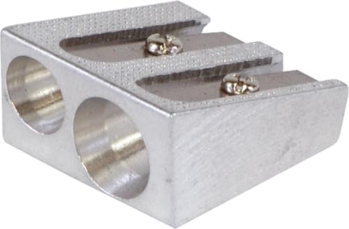 DONAU Ergonomischer Doppel-Anspitzer ohne Behälter / 20 Stück/aus Aluminium/Klingen aus Stahl/von Bleistiften und Buntstiften/Silber/Für Kindergarten Schule und Büro DONAU Ergonomischer Doppel-Anspitzer ohne Behälter / 20 Stück/aus Aluminium/Klingen aus Stahl/von Bleistiften und Buntstiften/Silber/Für Kindergarten Schule und Büro von OFFICER PRODUCTS