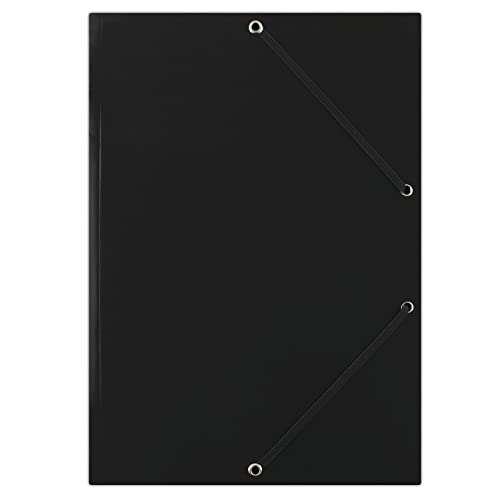 DONAU FEP01G Premium Eckspanner-Mappe A4 aus Starkem Karton/Pappe mit 2 Gummizügen| 50er Pack/ 50 Stück, Farbe: Schwarz| ideal für Büro und Schule| Grünen Punkt von OFFICER PRODUCTS