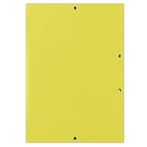 DONAU FEP11G Premium Eckspanner-Mappe A4 aus Starkem Karton/Pappe mit 2 Gummizügen| 50er Pack/ 50 Stück, Farbe: Gelb | ideal für Büro und Schule| Grünen Punkt von OFFICER PRODUCTS
