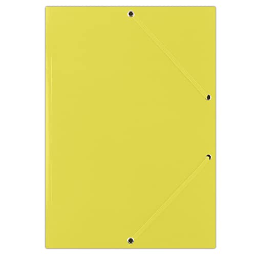 DONAU FEP11G Premium Eckspanner-Mappe A4 aus Starkem Karton/Pappe mit 2 Gummizügen| 50er Pack/ 50 Stück, Farbe: Gelb | ideal für Büro und Schule| Grünen Punkt von OFFICER PRODUCTS