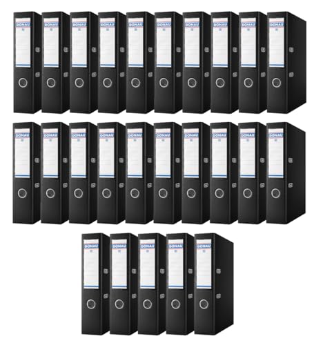 DONAU Master Ordner Breit 25er Pack/DIN A4 / 7,5 cm / 25 Stück/Schwarz/Kunststoffbezug PP/Carton Papier Schlitzordner Büroordner Aktenordner Ringordner/Grünen Punkt DONAU Master Ordner Breit 25er Pack/DIN A4 / 7,5 cm / 25 Stück/Schwarz/Kunststoffbezug PP/Carton Papier Schlitzordner Büroordner Aktenordner Ringordner/Grünen Punkt von OFFICER PRODUCTS