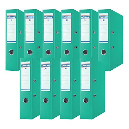 DONAU Premium Ordner Breit 10er Pack/DIN A4 / 7,5 cm / 10 Stück/Türkis/Kunststoffbezug PP/Carton Papier Schlitzordner Büroordner Aktenordner Ringordner/Grünen Punkt von OFFICER PRODUCTS