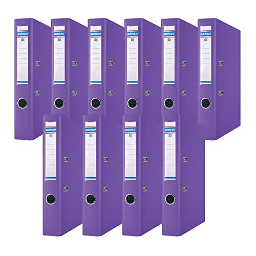 DONAU Premium Ordner Schmal 10er Pack/DIN A4 / 5 cm / 10 Stück/Violette/Kunststoffbezug PP/Carton Papier Schlitzordner Büroordner Aktenordner Ringordner/Grünen Punkt von OFFICER PRODUCTS