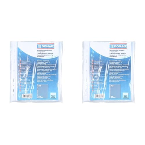 OFFICER PRODUCTS Prospekthüllen DIN A5 / 100 Stück/Genarbt Oben Offen Klarsichthüllen Sicht-Hüllen Gelochte Plastikhülle für Dokumente Papiere/Transparent 50 Mikron (Packung mit 2) von OFFICER PRODUCTS