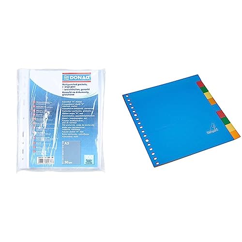 DONAU Prospekthüllen DIN A5 / 100 Stück/Genarbt Oben Offen Klarsichthüllen Sicht-Hüllen Gelochte Plastikhülle & Kangaro Register A5 blanko PP 120 micron 17r. 10tlg sortiert Tabs, 21x18x0.1 DONAU Prospekthüllen DIN A5 / 100 Stück/Genarbt Oben Offen Klarsichthüllen Sicht-Hüllen Gelochte Plastikhülle & Kangaro Register A5 blanko PP 120 micron 17r. 10tlg sortiert Tabs, 21x18x0.1 von OFFICER PRODUCTS