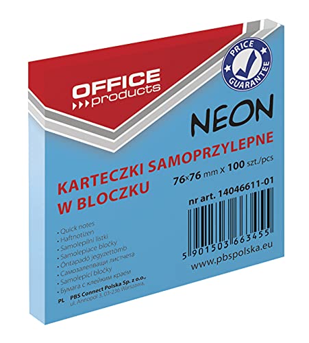 OFFICE PRODUCTS 14046611-01 Haftnotiz 76 x 76 mm, 1 X 100 Blatt, Neon/blau OFFICE PRODUCTS 14046611-01 Haftnotiz 76 x 76 mm, 1 X 100 Blatt, Neon/blau von OFFICER PRODUCTS