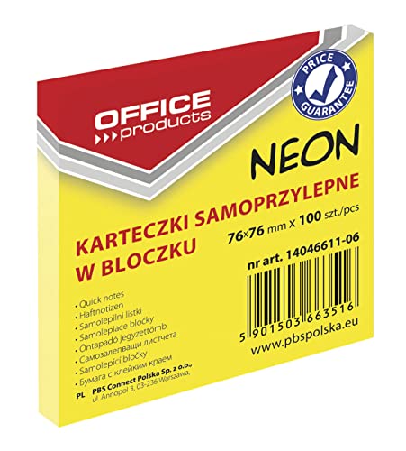 OFFICE PRODUCTS 14046611-06 Haftnotiz 76 x 76 mm, 1 X 100 Blatt, Neon/gelb OFFICE PRODUCTS 14046611-06 Haftnotiz 76 x 76 mm, 1 X 100 Blatt, Neon/gelb von OFFICER PRODUCTS