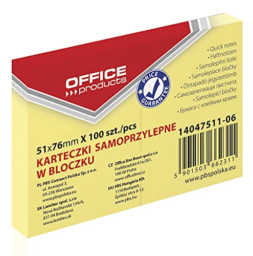 OFFICE PRODUCTS 14047511-06 Haftnotiz 51 x 76 mm, 1 X 100 Blatt, Pastellfarbe/kanariengelb OFFICE PRODUCTS 14047511-06 Haftnotiz 51 x 76 mm, 1 X 100 Blatt, Pastellfarbe/kanariengelb von OFFICER PRODUCTS
