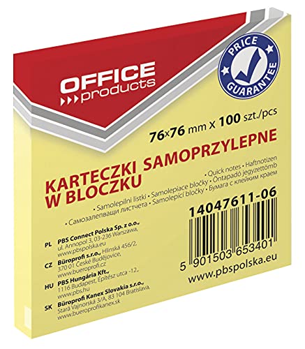 OFFICE PRODUCTS 14047611-06 Haftnotiz 76 x 76 mm, Pastellfarbe/kanariengelb OFFICE PRODUCTS 14047611-06 Haftnotiz 76 x 76 mm, Pastellfarbe/kanariengelb von OFFICER PRODUCTS