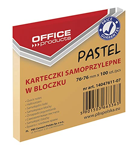 OFFICE PRODUCTS 14047611-07 Haftnotiz 76 x 76 mm, 1 X 100 Blatt, Pastellfarbe/orangefarbig OFFICE PRODUCTS 14047611-07 Haftnotiz 76 x 76 mm, 1 X 100 Blatt, Pastellfarbe/orangefarbig von OFFICER PRODUCTS