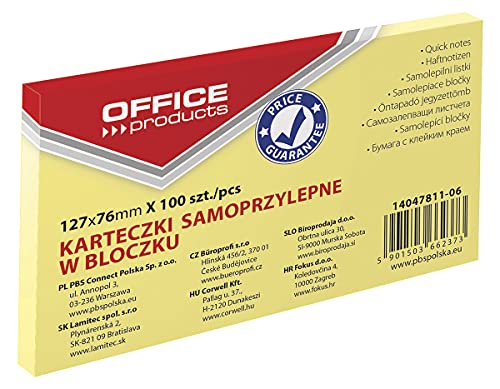 OFFICE PRODUCTS 14047811-06 Haftnotiz 127 x 76 mm, 1 X 100 Blatt, Pastellfarbe/kanariengelb OFFICE PRODUCTS 14047811-06 Haftnotiz 127 x 76 mm, 1 X 100 Blatt, Pastellfarbe/kanariengelb von OFFICER PRODUCTS