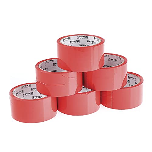 OFFICER PRODUCTS PRODUCTS 15025031-04 Verpackungsklebeband Farbe: Rot/ 6 Rollen/Breite 48mm x Länge 46m/ Farbiges PP-Packband mit Acrylkleber/Verpackungsband Klebeband Paketklebeband/ von OFFICER PRODUCTS