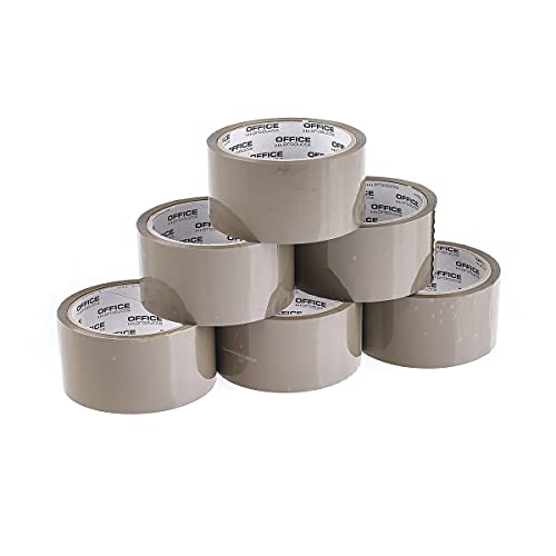 OFFICER PRODUCTS 15025031-18 Verpackungsklebeband Farbe: Braun/ 6 Rollen/Breite 48mm x Länge 46m/ Farbiges PP-Packband mit Acrylkleber/Verpackungsband Klebeband Paketklebeband/ von OFFICER PRODUCTS