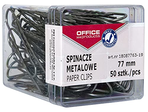 OFFICE PRODUCTS 18087763-19 Büroklammern Metallbriefklammern Silbern in der Box / 77 mm - 50 Stück/in Praktischer Aufbewahrungsbox/Paper Clips OFFICE PRODUCTS 18087763-19 Büroklammern Metallbriefklammern Silbern in der Box / 77 mm - 50 Stück/in Praktischer Aufbewahrungsbox/Paper Clips von OFFICER PRODUCTS
