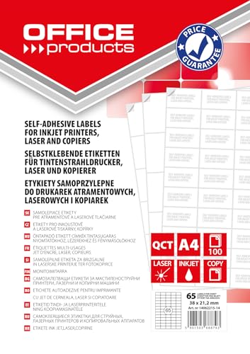 OFFICE PRODUCTS Etiketten Selbstklebend / 38 x 21,2 mm / 100 Blatt A4 / Weiß/Günstige, Wirtschaftliche Selbstklebeetiketten/Adressaufkleber Bedruckbar Adressetiketten Klebeetiketten OFFICE PRODUCTS Etiketten Selbstklebend / 38 x 21,2 mm / 100 Blatt A4 / Weiß/Günstige, Wirtschaftliche Selbstklebeetiketten/Adressaufkleber Bedruckbar Adressetiketten Klebeetiketten von OFFICER PRODUCTS