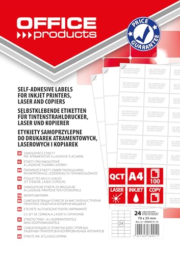 OFFICE PRODUCTS Etiketten Selbstklebend / 70 x 35 mm / 100 Blatt A4 / Weiß/Günstige, Wirtschaftliche Selbstklebeetiketten/Adressaufkleber Bedruckbar Adressetiketten Klebeetiketten OFFICE PRODUCTS Etiketten Selbstklebend / 70 x 35 mm / 100 Blatt A4 / Weiß/Günstige, Wirtschaftliche Selbstklebeetiketten/Adressaufkleber Bedruckbar Adressetiketten Klebeetiketten von OFFICER PRODUCTS