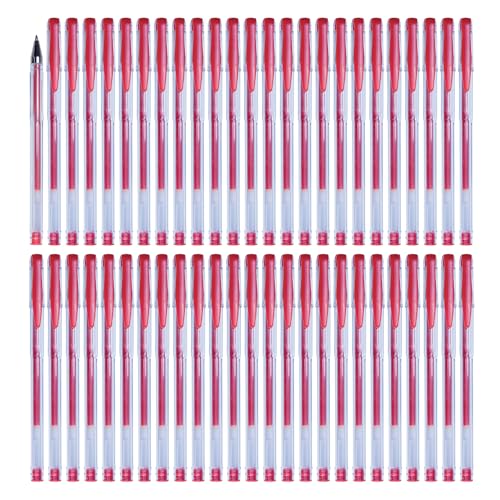 OFFICER PRODUCTS Gelkugelschreiber Gelstifte Kugelschreiber Gelschreiber/Geltinte Farbe: Rot/ ‎50 Stück (1er Pack)/ Kugeldurchmesser: 0,5 mm/Wasserfeste und Nicht Verblassende Tinte von OFFICER PRODUCTS