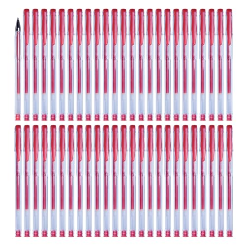 OFFICER PRODUCTS Gelkugelschreiber Kugelschreiber / ‎50 Stück (50er Pack) /Geltinte Farbe: Rot/Kugeldurchmesser: 0,5 mm/GelschreiberGelstifte/Wasserfeste und Nicht Verblassende Tinte von OFFICER PRODUCTS