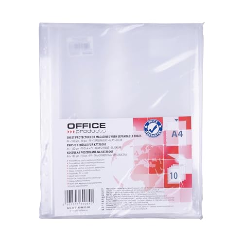 OFFICE PRODUCTS Kataloghüllen Prospekthüllen Verbreitet/ 10 Stück/Din A4/ Glasklar Kristallklar Oben Offen Klarsichthüllen Sicht-Hüllen Gelochte Plastikhülle/PP/Transparent 180 Mikron OFFICE PRODUCTS Kataloghüllen Prospekthüllen Verbreitet/ 10 Stück/Din A4/ Glasklar Kristallklar Oben Offen Klarsichthüllen Sicht-Hüllen Gelochte Plastikhülle/PP/Transparent 180 Mikron von OFFICER PRODUCTS