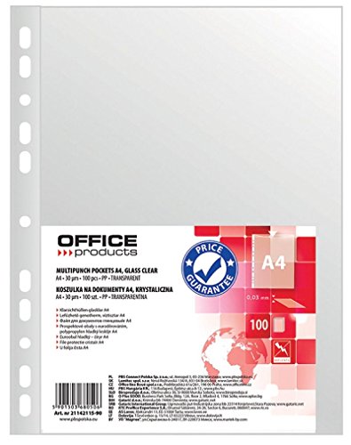 OFFICE PRODUCTS Prospekthüllen / 100 Stück/Din A4/ Glasklar Oben Offen Klarsichthüllen Sicht-Hüllen Gelochte Plastikhülle für Dokumente Papiere Akten Ordner/PP/Transparent 30 Mikron OFFICE PRODUCTS Prospekthüllen / 100 Stück/Din A4/ Glasklar Oben Offen Klarsichthüllen Sicht-Hüllen Gelochte Plastikhülle für Dokumente Papiere Akten Ordner/PP/Transparent 30 Mikron von OFFICER PRODUCTS