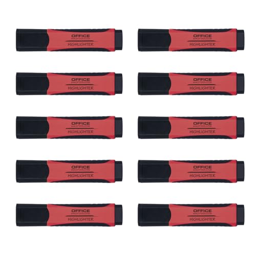 OFFICE PRODUCTS Textmarker 10er Pack, Markierstift Mit Gummigriff, Marker 2-5mm, Filzstift Rot, 10 Stück,Highlighter Für Zuhause, Büro, Schule OFFICE PRODUCTS Textmarker 10er Pack, Markierstift Mit Gummigriff, Marker 2-5mm, Filzstift Rot, 10 Stück,Highlighter Für Zuhause, Büro, Schule von OFFICER PRODUCTS