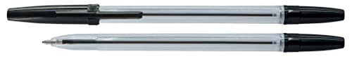 OFFICER PRODUCTS 17015211-05 Kugelschreiber Schwarz/ ‎50 Stück (1er Pack) / Strichstärke 1,0 mm/Gehäuse Transparent/Linienstärke 0,7mm von OFFICER PRODUCTS