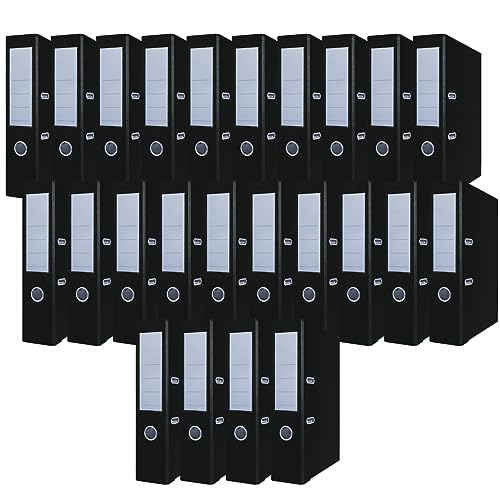 OFFICER PRODUCTS 24er Pack Ordner Schwarz A4/75 mm/Papier Pappe/Kunststoffbezug PP Schlitzordner Büroordner Pappordner Aktenordner Metall Kantenschutz OFFICER PRODUCTS 24er Pack Ordner Schwarz A4/75 mm/Papier Pappe/Kunststoffbezug PP Schlitzordner Büroordner Pappordner Aktenordner Metall Kantenschutz von OFFICER PRODUCTS