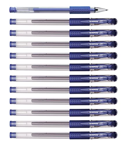 OFFICER PRODUCTS DONAU Gelkugelschreiber Gelstifte Kugelschreiber Gelschreiber/Geltinte Farbe: Blau Classic/ 12 Stück (12er Pack)/ Kugeldurchmesser: 0,5 mm/Wasserfeste und Nicht verblassende Tinte von OFFICER PRODUCTS