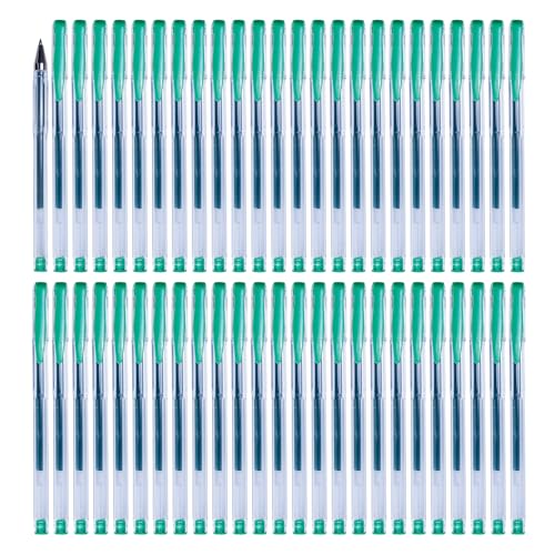 OFFICER PRODUCTS Gelkugelschreiber Kugelschreiber / 50 Stück (50er Pack) / Geltinte Farbe: Grün/Kugeldurchmesser: 0,5 mm/Gelstifte Gelschreiber Wasserfeste und Nicht Verblassende Tinte von OFFICER PRODUCTS