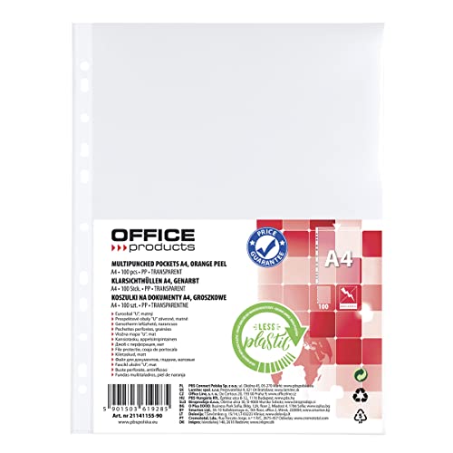 OFFICER PRODUCTS Prospekthüllen / 100 Stück / Din A4/ Genarbt Oben Offen Klarsichthüllen Sicht-Hüllen Gelochte Plastikhülle für Dokumente Papiere Akten Ordner/PP/ Transparent, 21141155-90 OFFICER PRODUCTS Prospekthüllen / 100 Stück / Din A4/ Genarbt Oben Offen Klarsichthüllen Sicht-Hüllen Gelochte Plastikhülle für Dokumente Papiere Akten Ordner/PP/ Transparent, 21141155-90 von OFFICER PRODUCTS