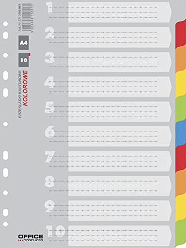 OFFICER PRODUCTS Trennblätter Karton-Register 10-teilig/ 10 + 1 Blatt/Deckblatt mit Zahlenaufdruck/für DIN A4/ 11-fach gelocht/für die Ordner-Organisation im Büro, 21071021-99, sortiert, 227x297mm OFFICER PRODUCTS Trennblätter Karton-Register 10-teilig/ 10 + 1 Blatt/Deckblatt mit Zahlenaufdruck/für DIN A4/ 11-fach gelocht/für die Ordner-Organisation im Büro, 21071021-99, sortiert, 227x297mm von OFFICER PRODUCTS
