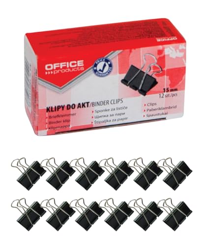 Office Products Foldback-Klammern 15mm / 12 Stück/aus Metall/Schwarz/Silber/Unempfindlich Gegen Verformung/Büroklammern Papierklammern Office Products Foldback-Klammern 15mm / 12 Stück/aus Metall/Schwarz/Silber/Unempfindlich Gegen Verformung/Büroklammern Papierklammern von OFFICER PRODUCTS